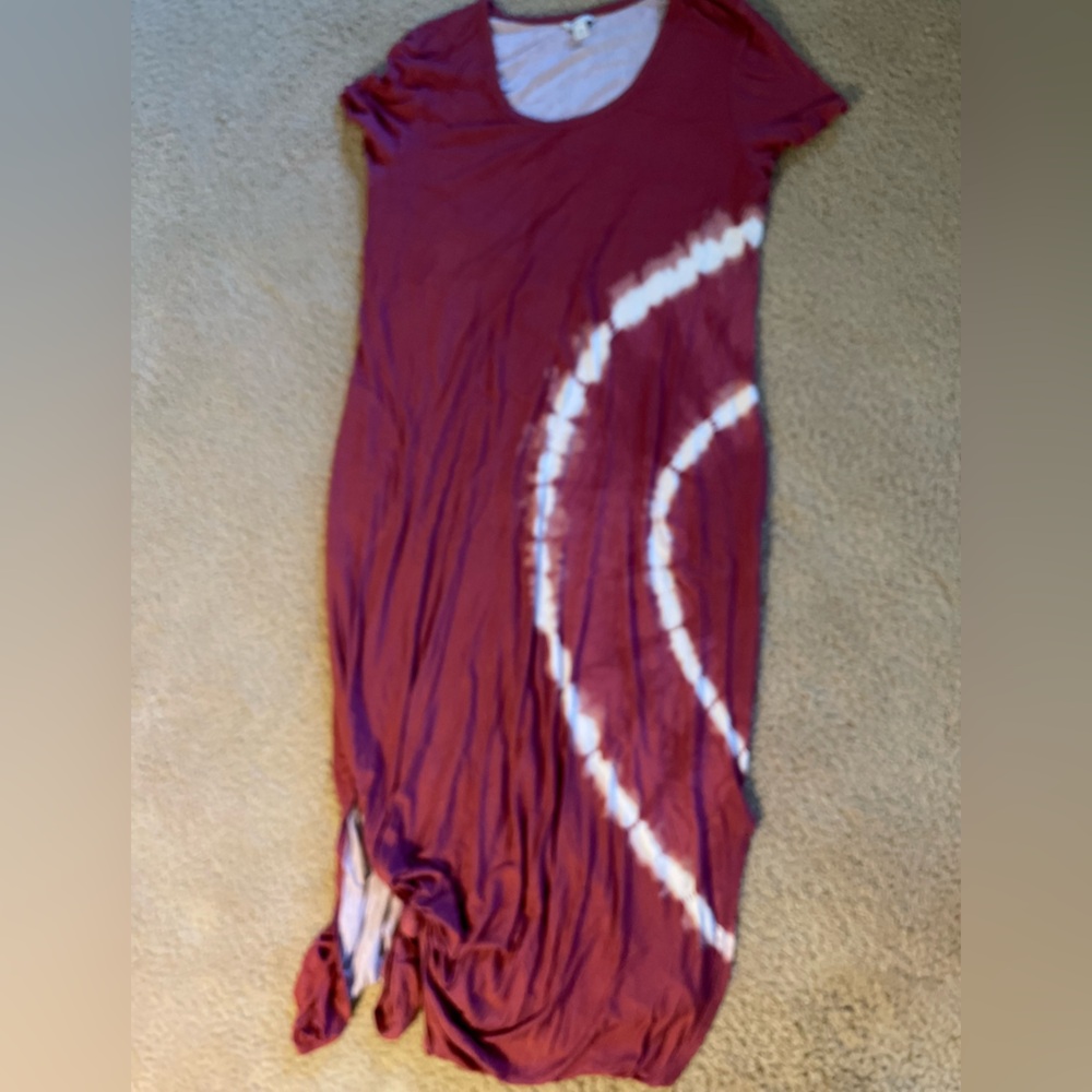 Cato Maroon and White Tie-Dye Maxi Dress